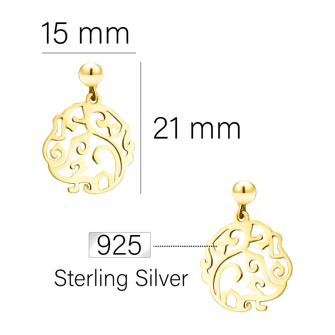 Ornament Ohrhänger in 925 Silber
