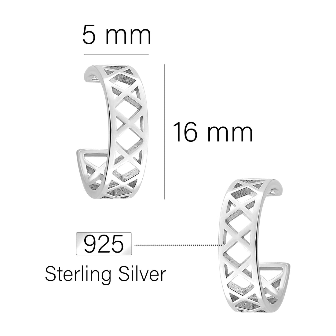 Gitter Steck Creolen in 925 Silber