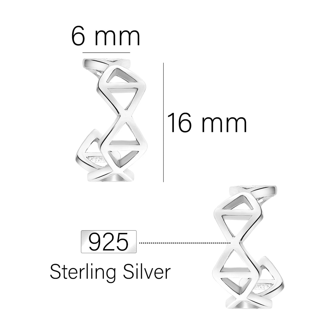 Gitter Steck Creolen in 925 Silber
