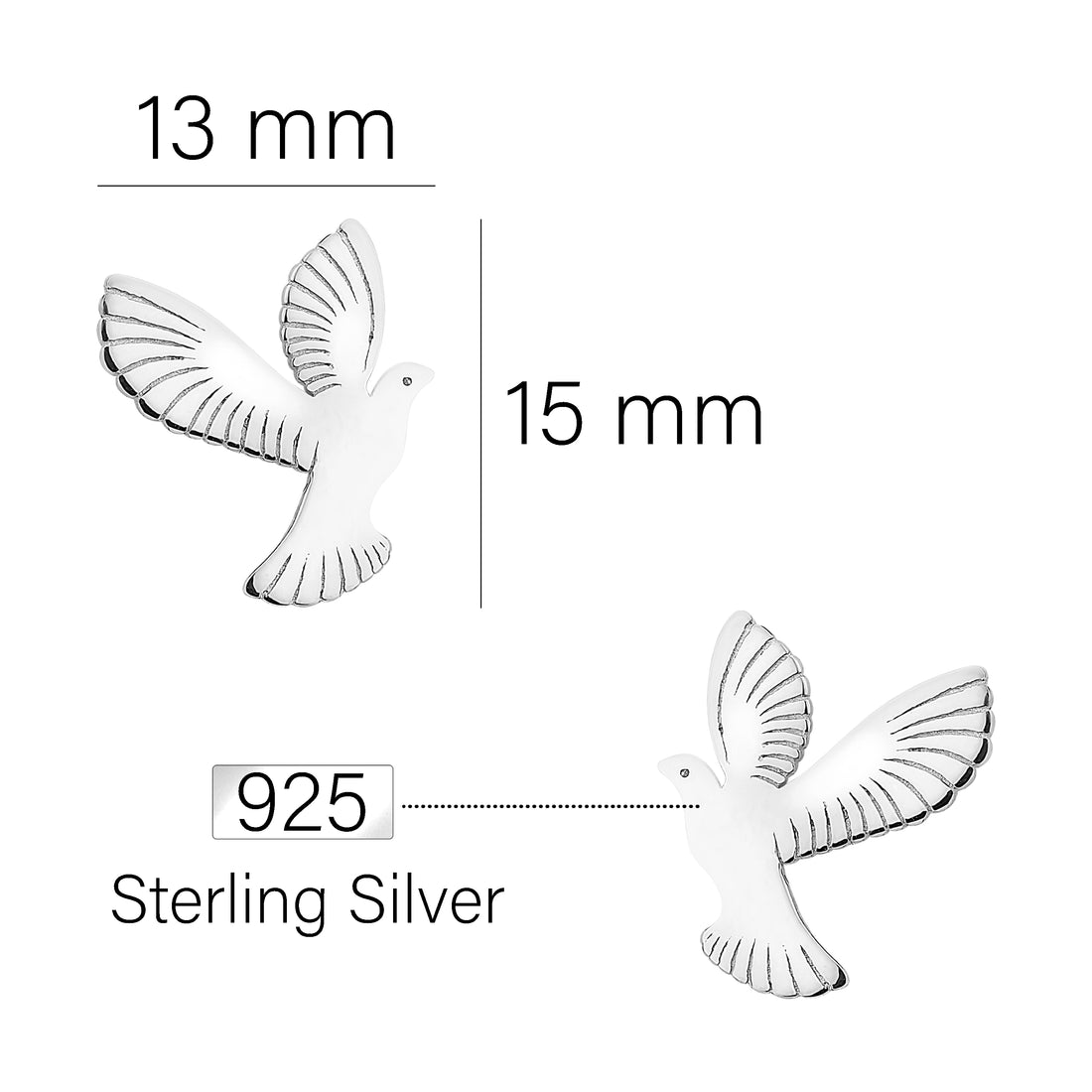 Vogel Ohrstecker in 925 Silber