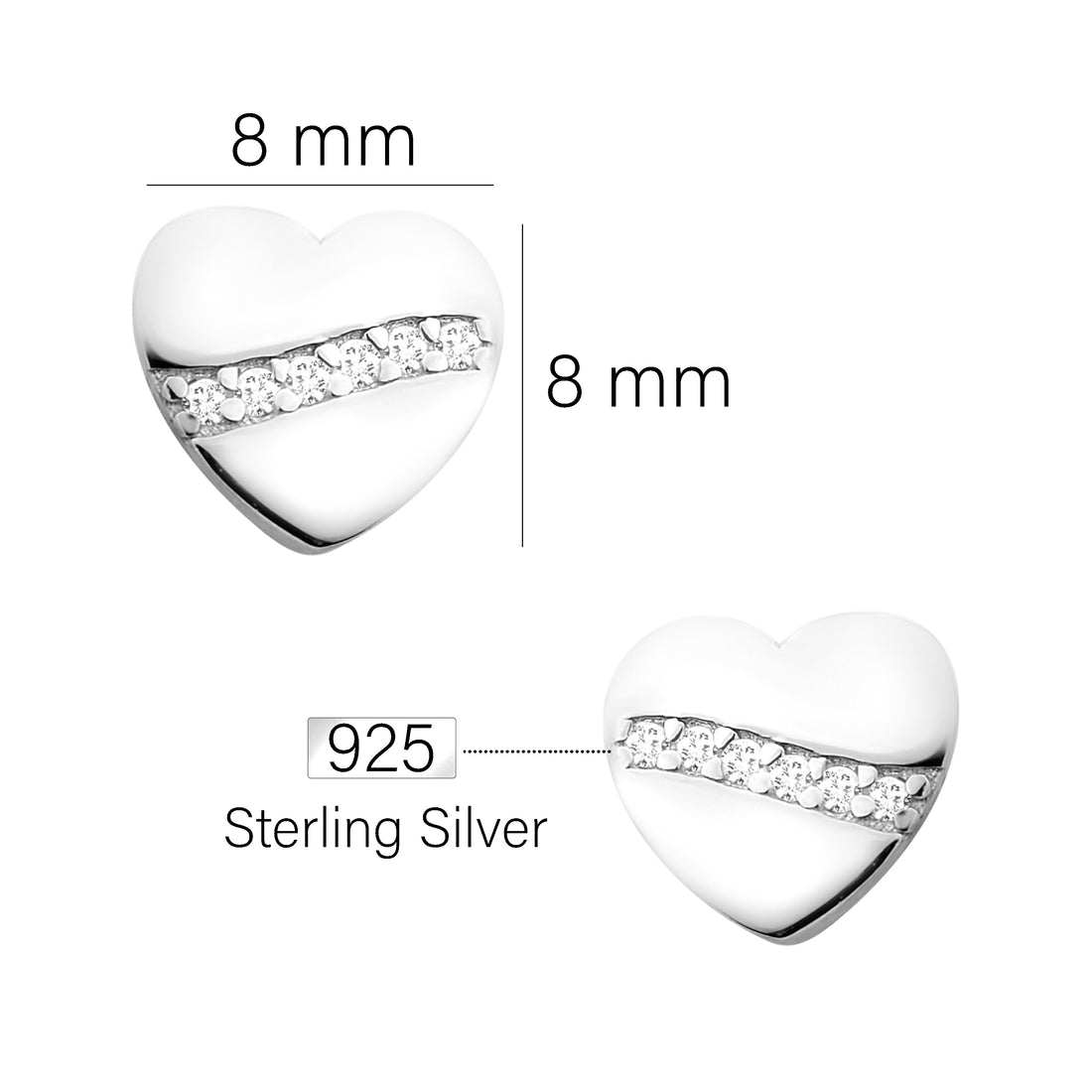 Herz Ohrstecker in 925 Silber