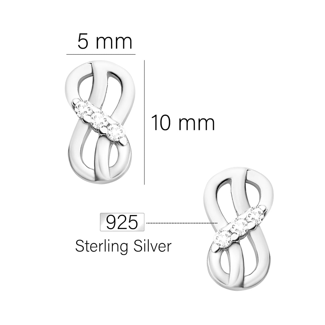 Unendlich Ohrstecker in 925 Silber