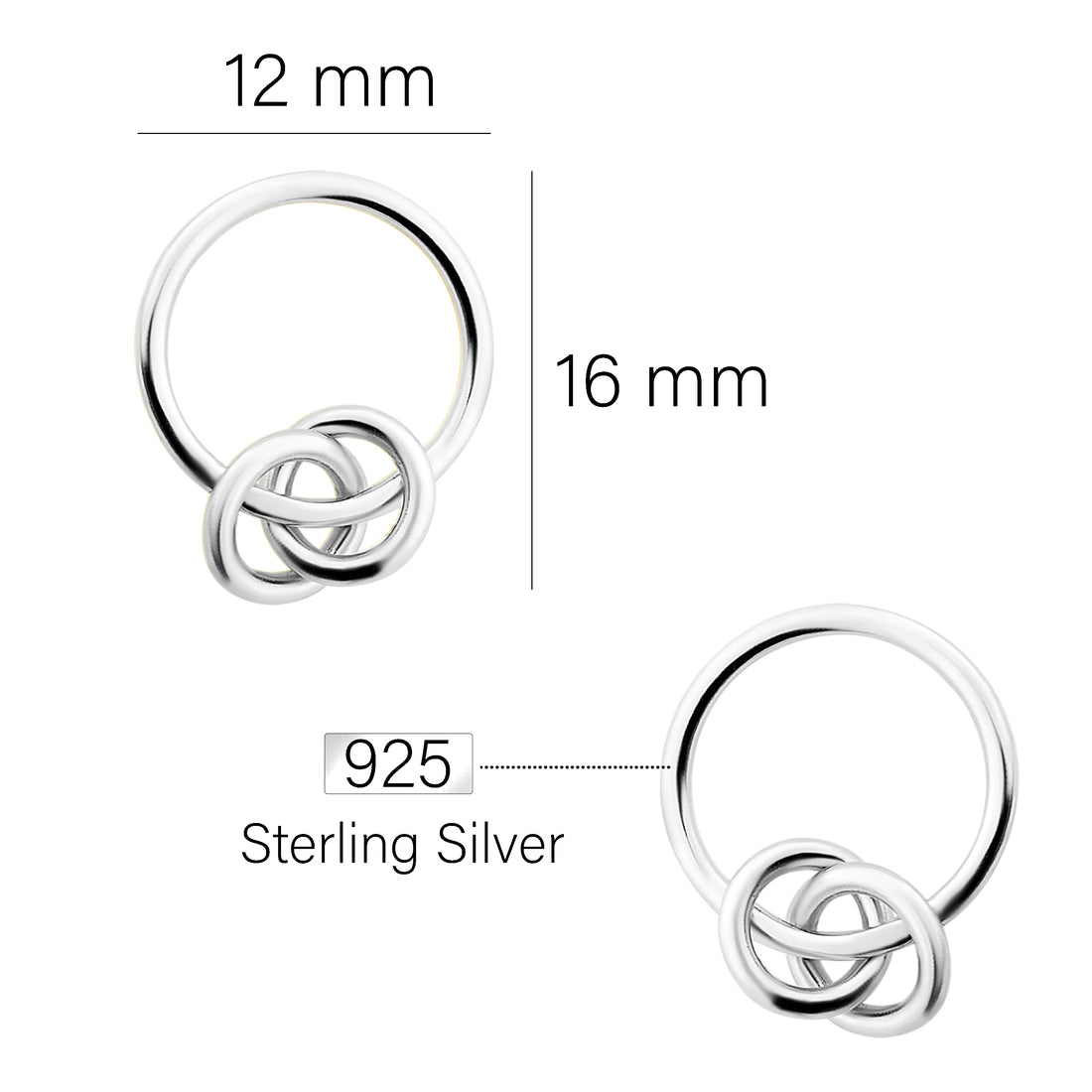 Kreis Ohrstecker in 925 Silber
