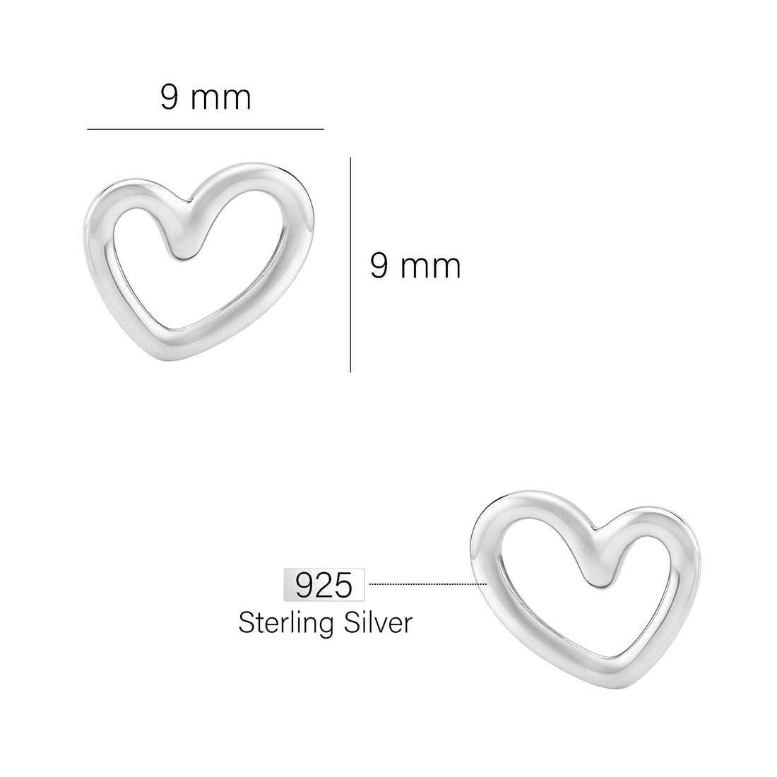 Herz Ohrstecker in 925 Silber