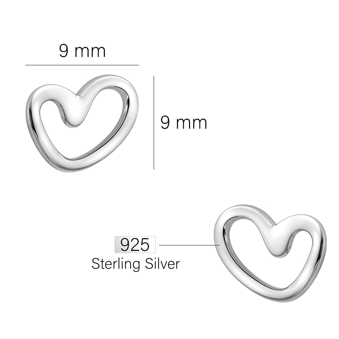 Herz Ohrstecker in 925 Silber