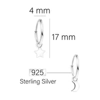 Mond Stern Ohrhänger in 925 Silber