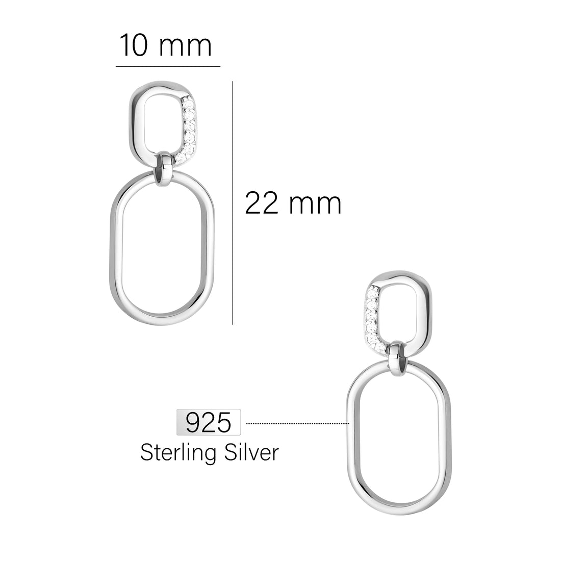 Oval Ohrhänger in 925 Silber