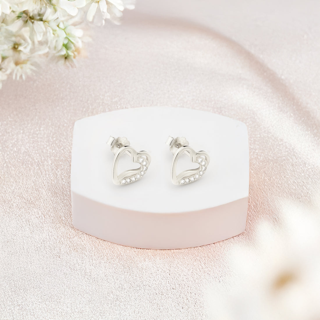 Herz Ohrstecker in 925 Silber