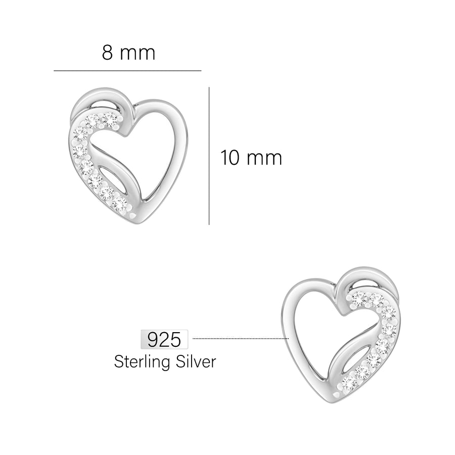 Herz Ohrstecker in 925 Silber