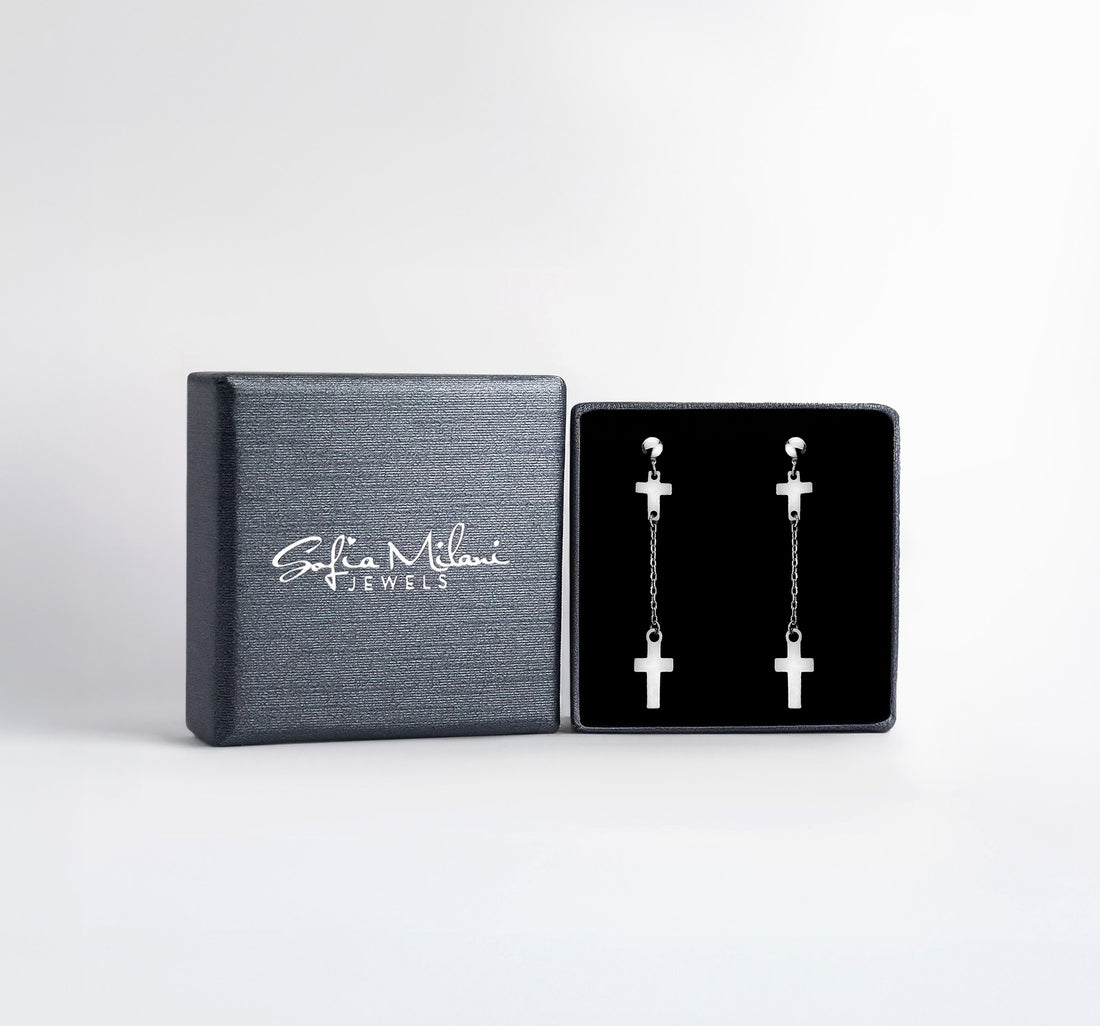 Kreuz Ohrhänger in 925 Silber