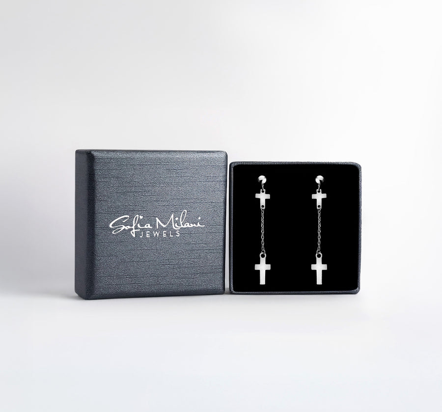Kreuz Ohrhänger in 925 Silber
