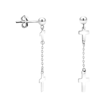 Kreuz Ohrhänger in 925 Silber