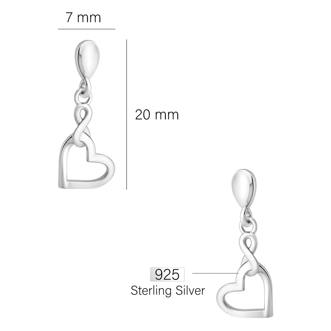 Herz Ohrhänger in 925 Silber