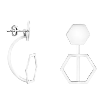 Hexagon Ohrstecker in 925 Silber