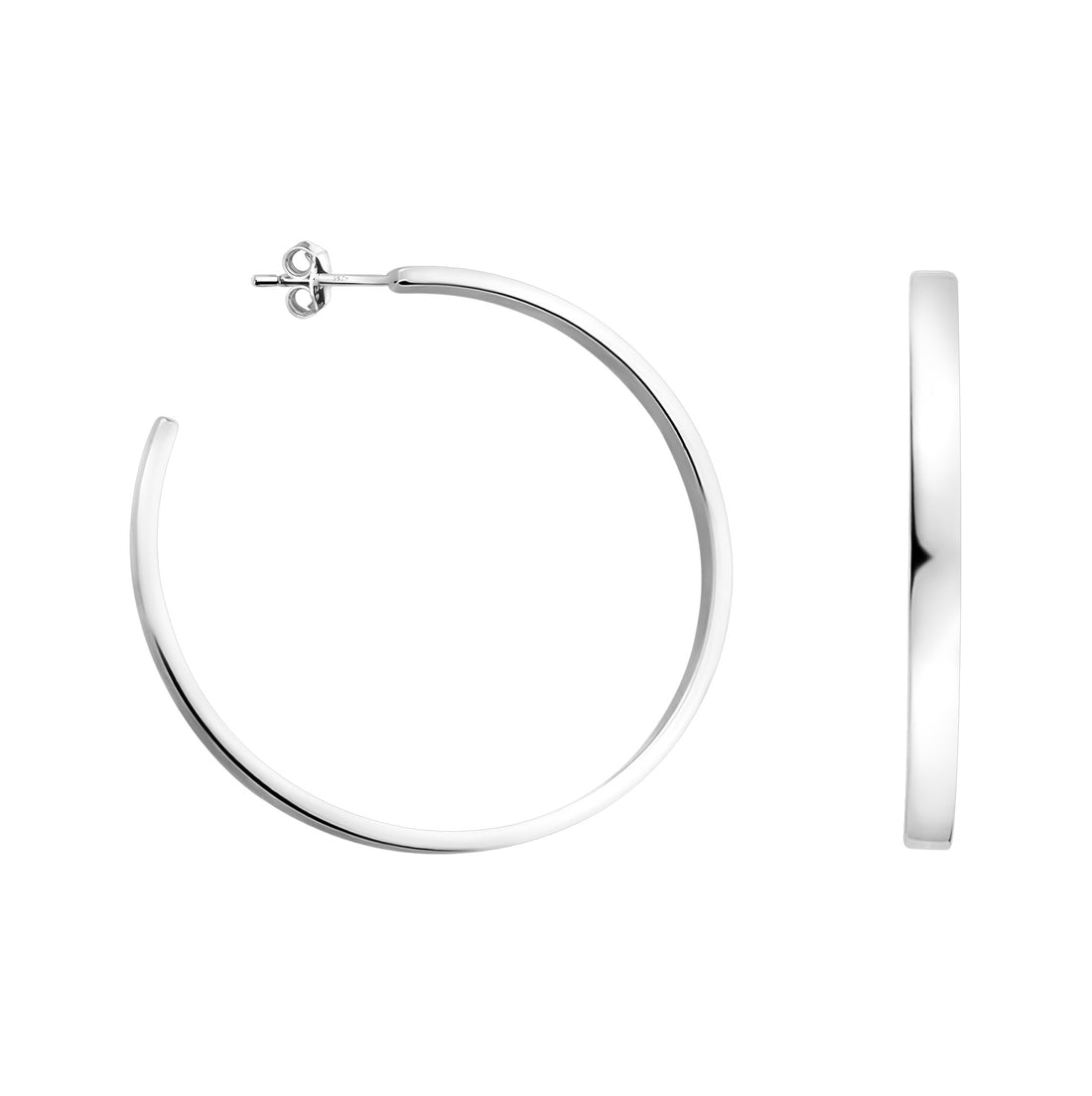 Rund Steck Creolen in 925 Silber