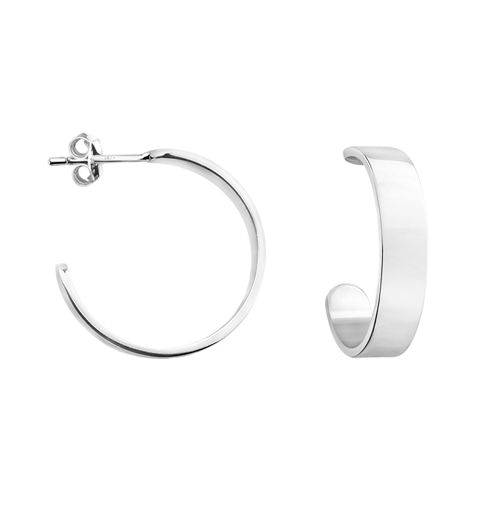 Rund Steck Creolen in 925 Silber