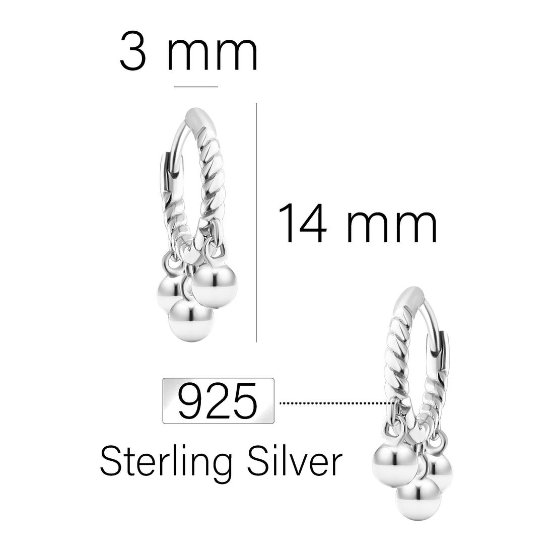 Verdreht Creolen in 925 Silber