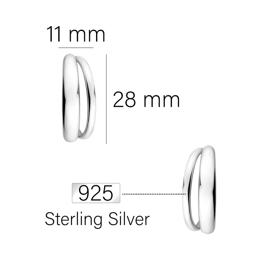Doppel Steck Creolen in 925 Silber