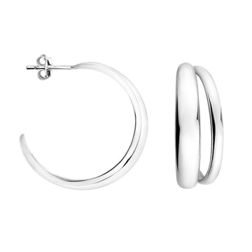 Doppel Steck Creolen in 925 Silber