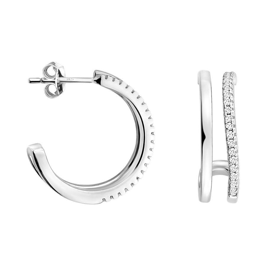 Doppel Steck Creolen in 925 Silber