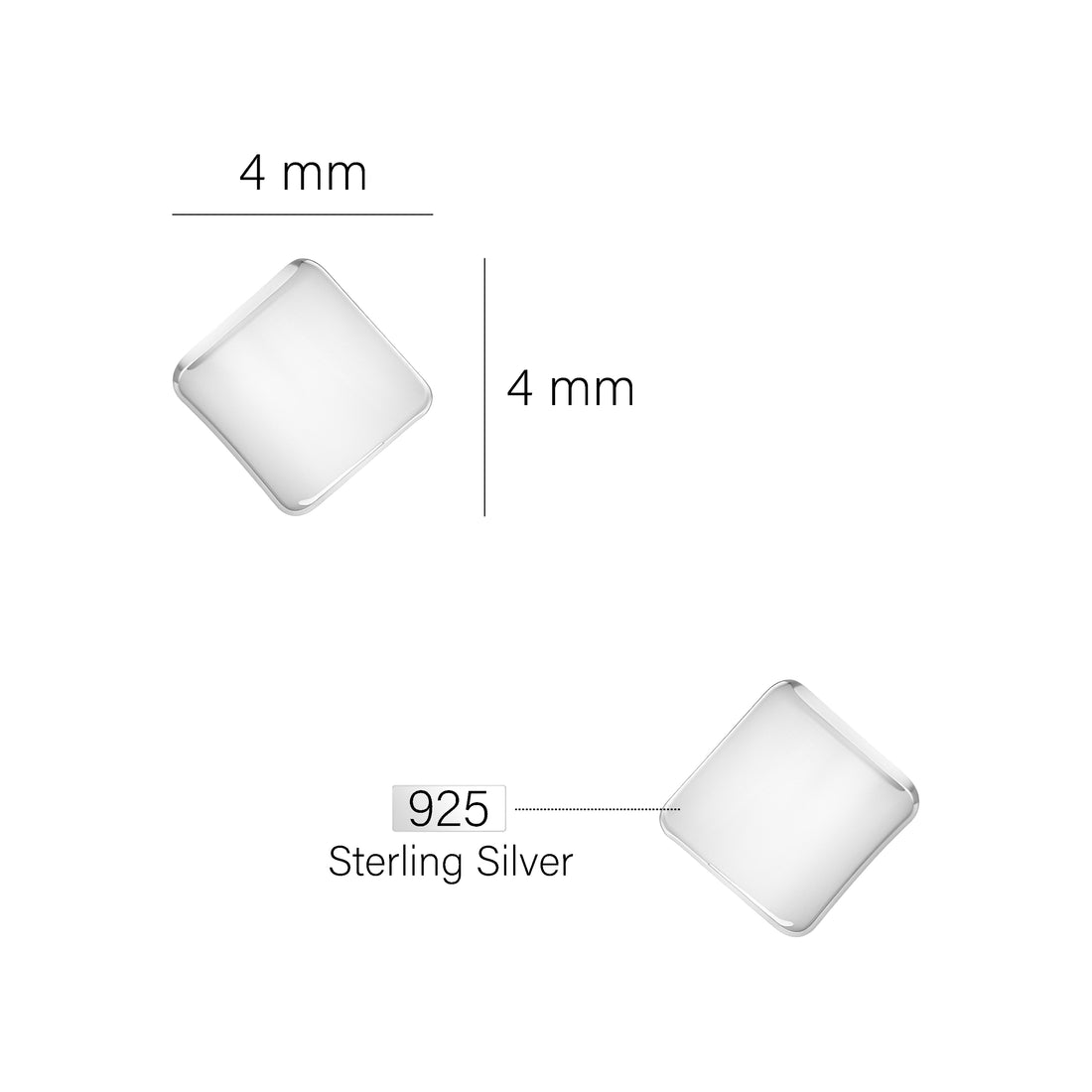 Quadrat Ohrstecker in 925 Silber