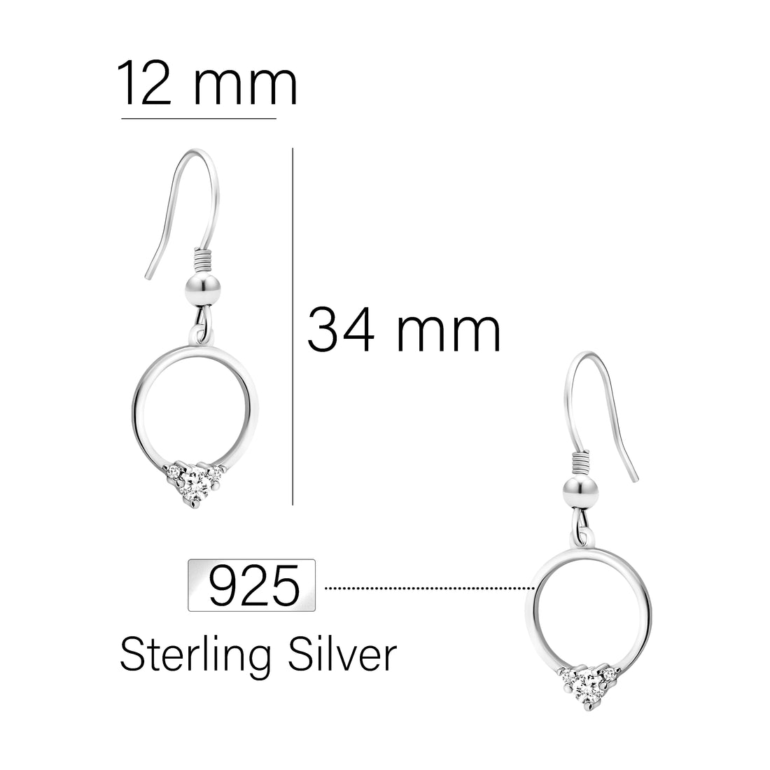 Kreis Ohrhänger in 925 Silber