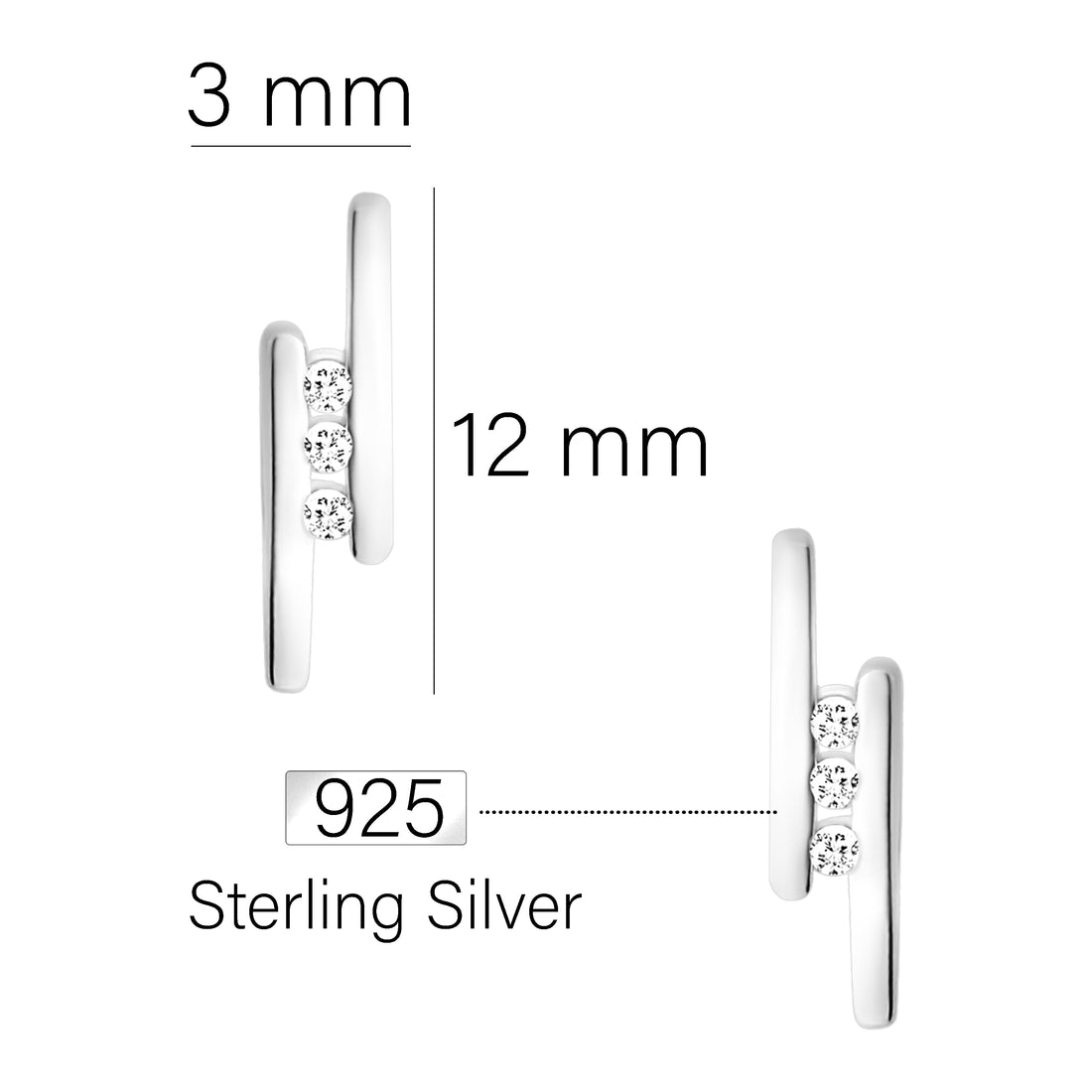 Stab Ohrstecker in 925 Silber