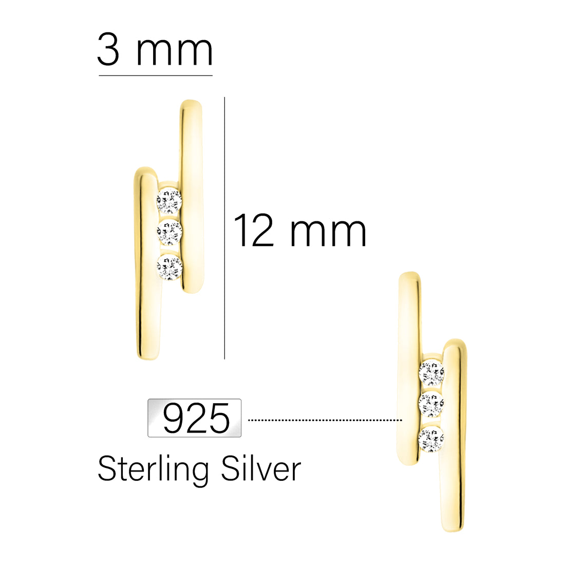 Stab Ohrstecker in 925 Silber