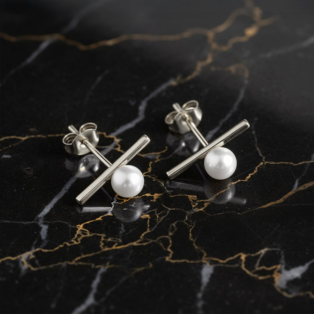 Perle Ohrstecker in 925 Silber