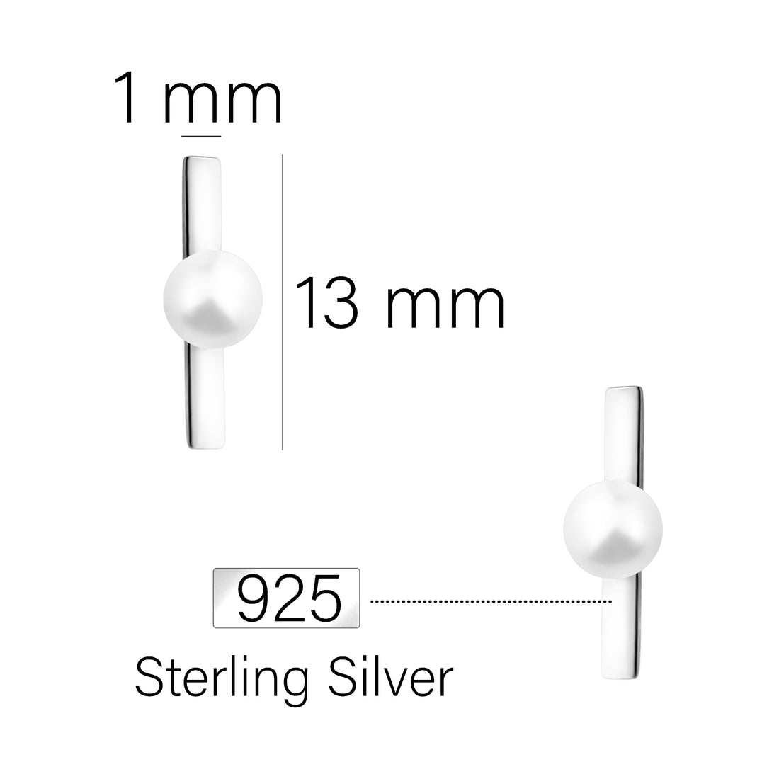 Perle Ohrstecker in 925 Silber