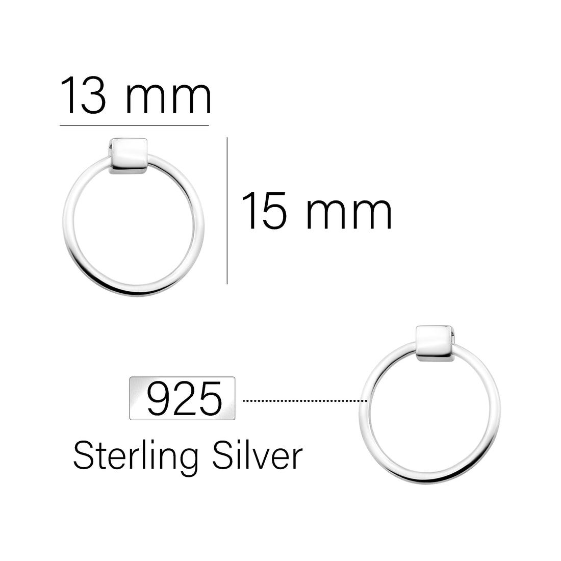 Kreis Ohrstecker in 925 Silber
