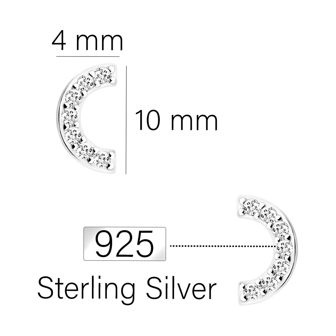 Halbkreis Ohrstecker in 925 Silber