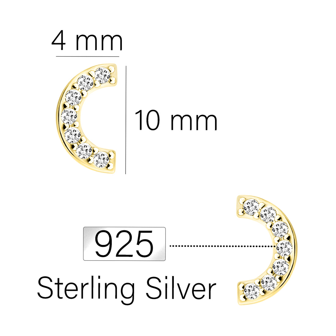 Halbkreis Ohrstecker in 925 Silber