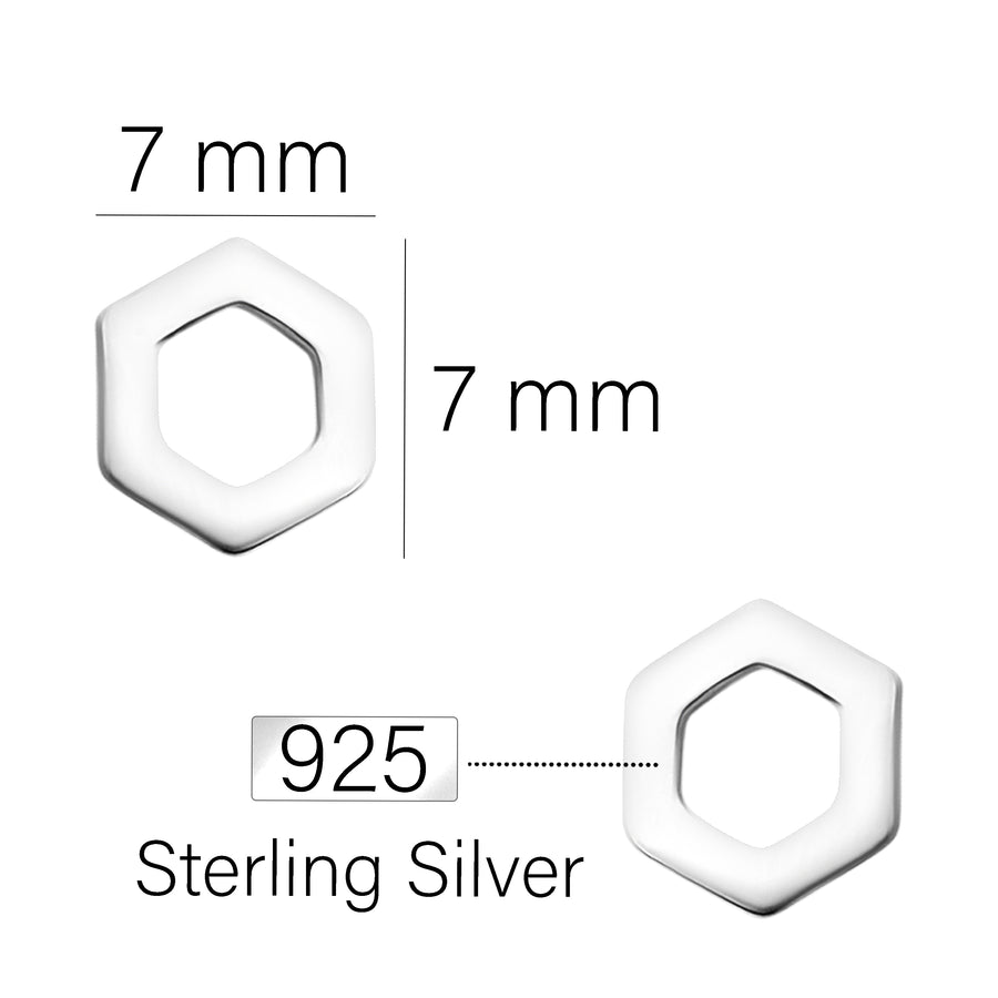 Hexagon Ohrstecker in 925 Silber