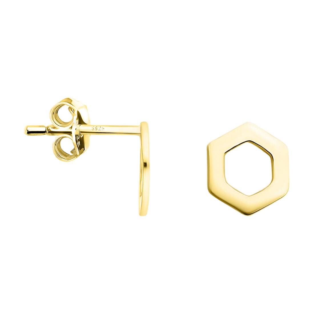 Hexagon Ohrstecker in 925 Silber