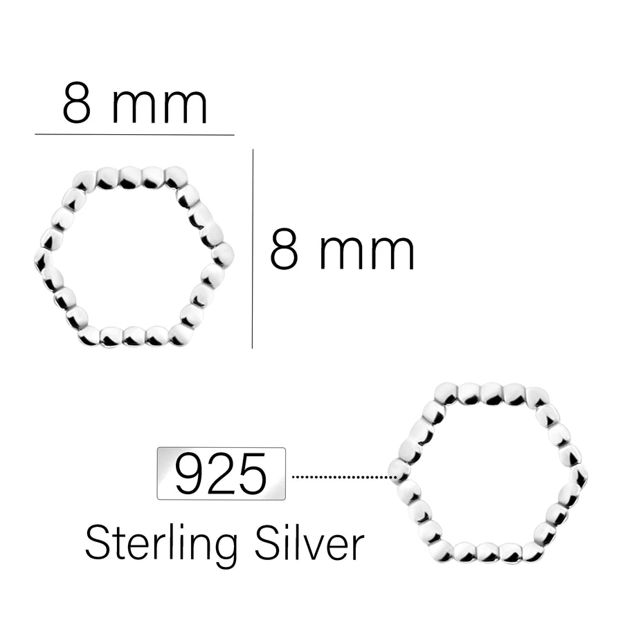 Hexagon Ohrstecker in 925 Silber