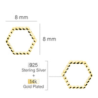 Hexagon Ohrstecker in 925 Silber