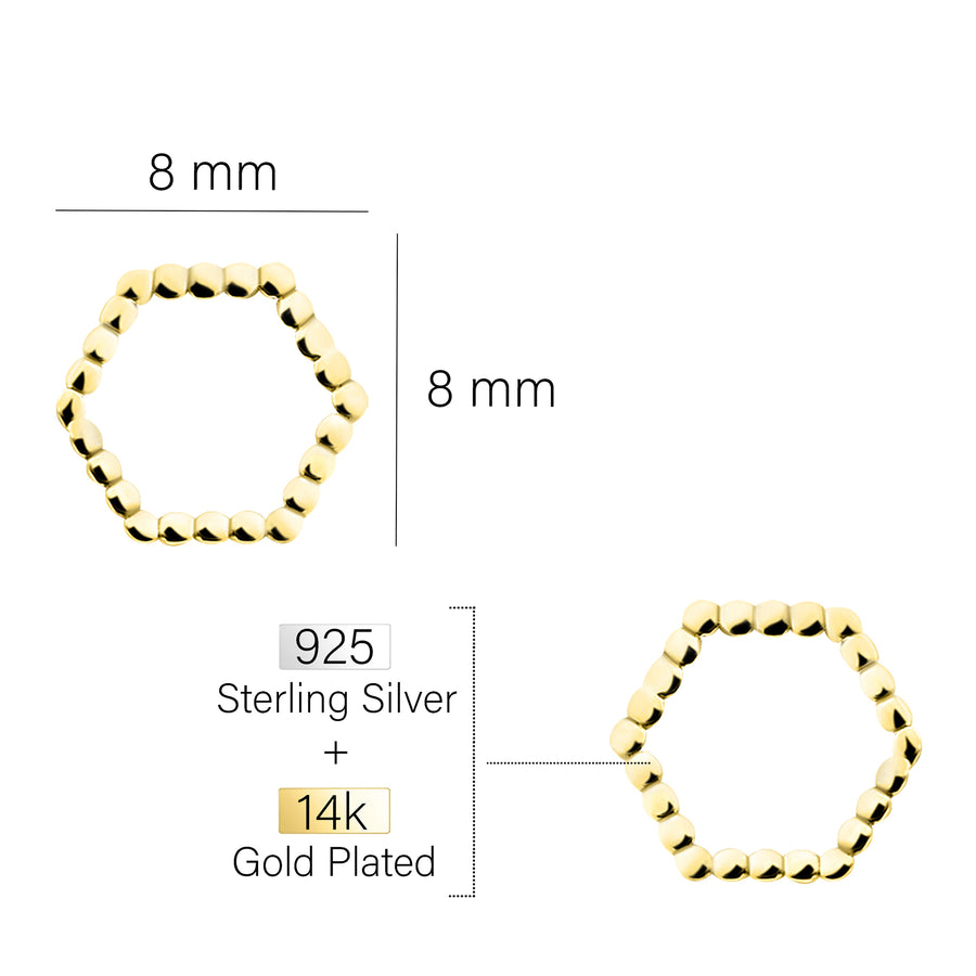 Hexagon Ohrstecker in 925 Silber