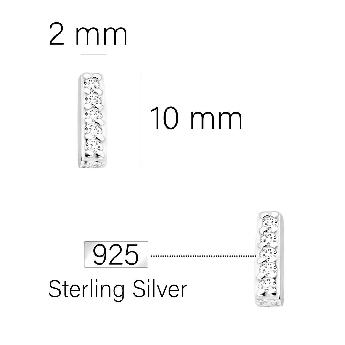 Stab Ohrstecker in 925 Silber