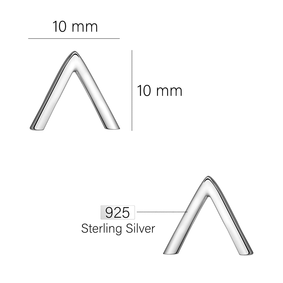Dreieck Ohrstecker in 925 Silber