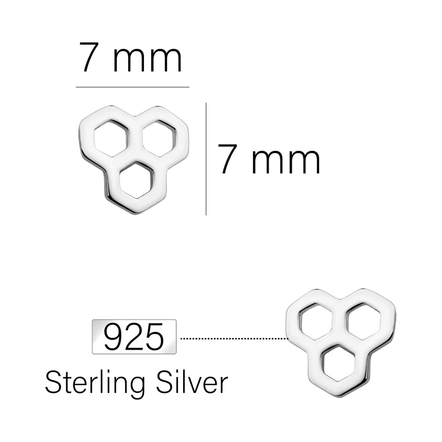 Wabe Ohrstecker in 925 Silber
