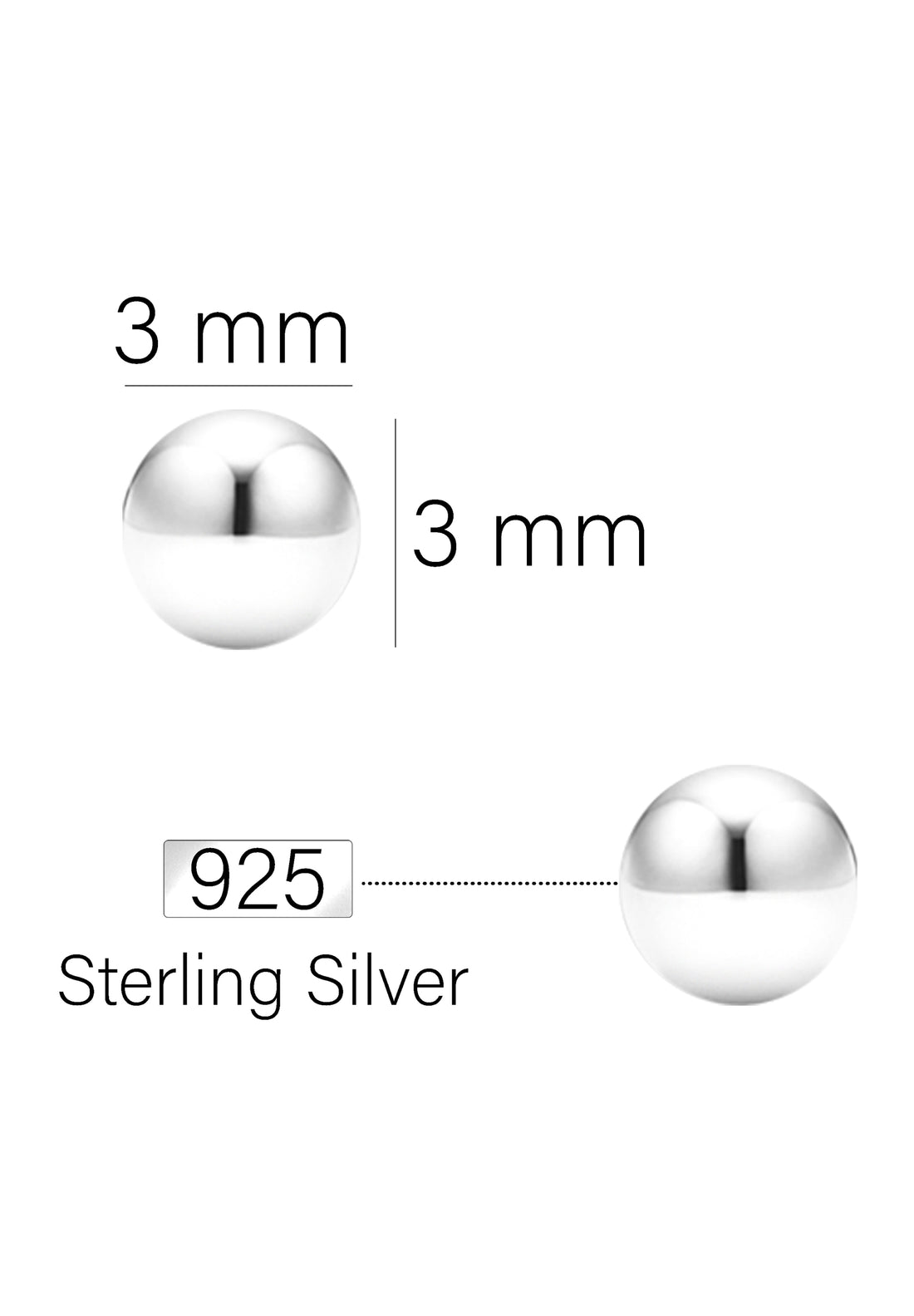 Kugel Ohrstecker in 925 Silber
