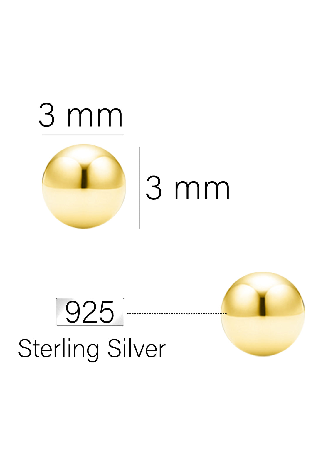Kugel Ohrstecker in 925 Silber