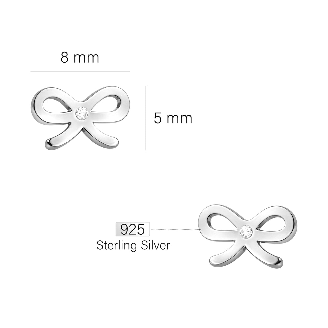 Schleife Ohrstecker in 925 Silber