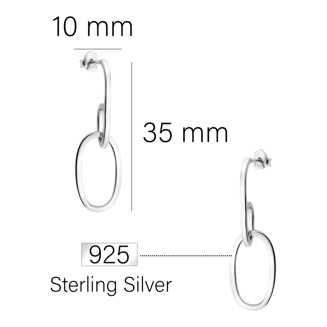 Oval Ohrhänger in 925 Silber