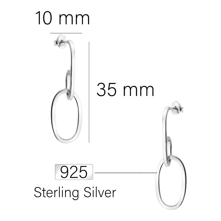 Oval Ohrhänger in 925 Silber