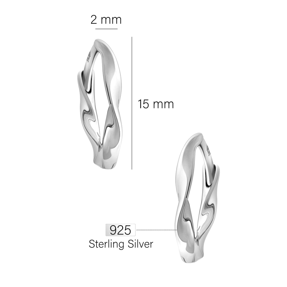 Verdreht Creolen in 925 Silber