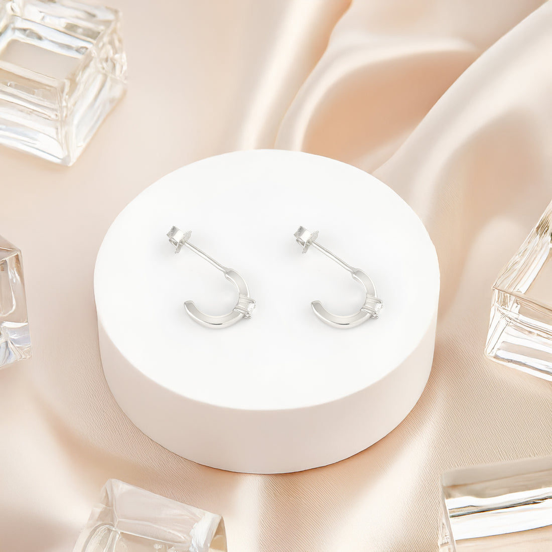 Zirconia Steck Creolen in 925 Silber