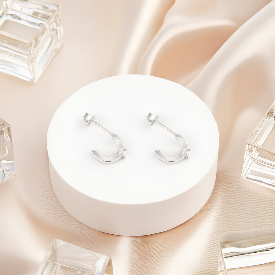 Zirconia Steck Creolen in 925 Silber