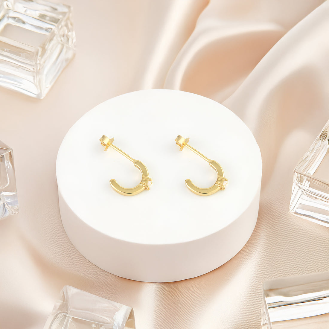 Zirconia Steck Creolen in 925 Silber